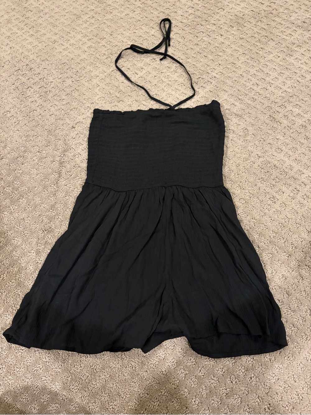 wild fable Black Strapless Smocked Romper